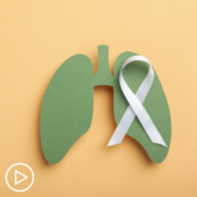Lungs with lung cancer ribbon
